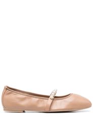 Stuart Weitzman Goldie pearl-embellished leather flats - Rosa