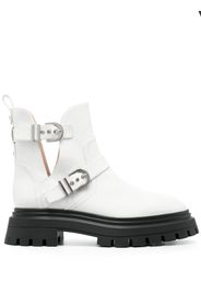 Stuart Weitzman Maverick Bedford bucked leather boots - Bianco