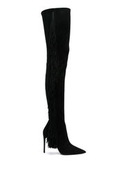 Stuart Weitzman Ultrastuart Fringe 100mm boots - Nero