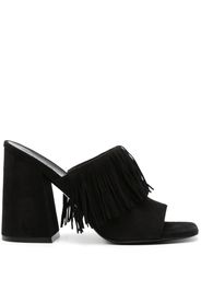 Stuart Weitzman Tia Fringe 100mm suede mules - Nero