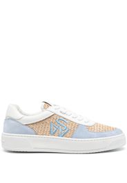 Stuart Weitzman Courtside panelled raffia sneakers - Blu