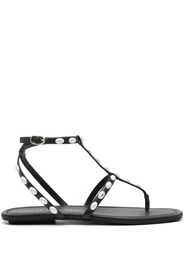 Stuart Weitzman Pearlita leather flat sandals - Nero
