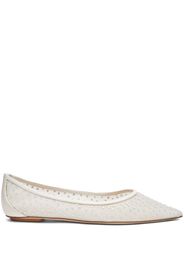Stuart Weitzman Emilia mesh crystal-embelished ballerina shoes - Bianco