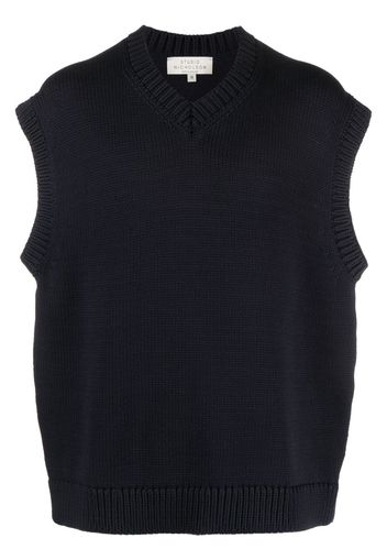 Studio Nicholson V-neck cotton-blend knitted vest - Blu
