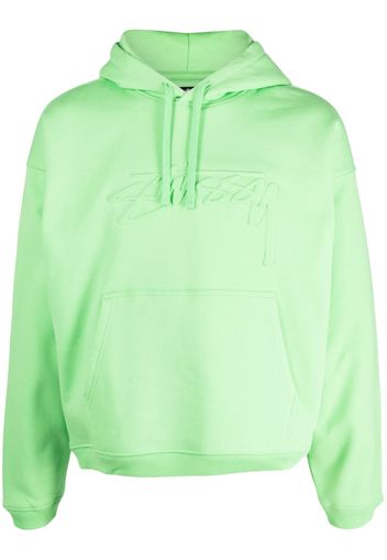 Stüssy embossed-logo cotton hoodie - Verde