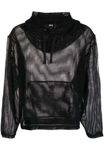 Stüssy cotton mesh long-sleeve hoodie - Nero