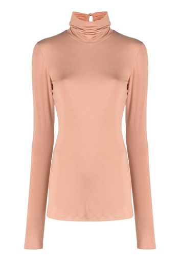 turtle-neck top with key-hole rear