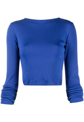 Styland organic cotton long-sleeved cropped t-shirt - Blu