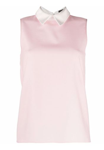 Styland contrast-collar sleeveless shirt - Rosa