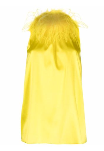 Styland feather-collar sleeveless blouse - Giallo