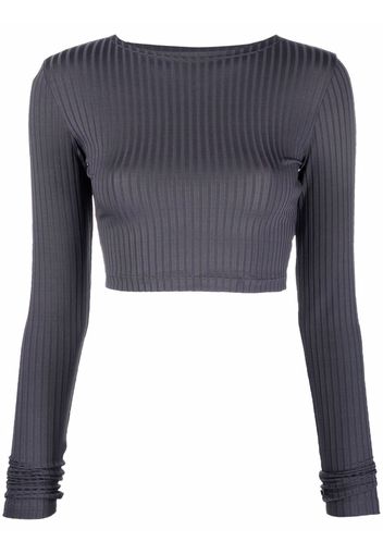 Styland ribbed-knit cropped top - Grigio