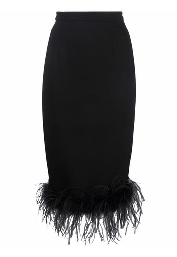 Styland feather-trimmed pencil skirt - Nero