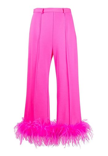 Styland feather-trim cropped trousers - Rosa
