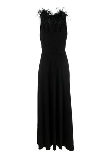 Styland feather-trim sleeveless gown - Nero