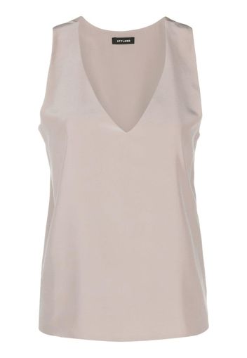 STYLAND V-neck silk vest top - Toni neutri