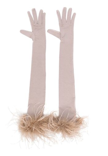 STYLAND feather-trim opera gloves - Toni neutri