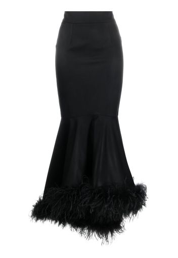 STYLAND feather-trimmed maxi skirt - Nero