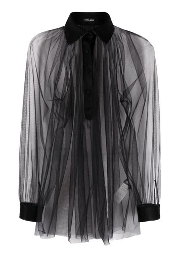 STYLAND long-sleeve sheer blouse - Nero