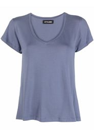 Styland logo-print V-neck T-shirt - Blu