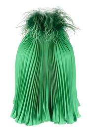 Styland pleated feather-trim blouse - Verde