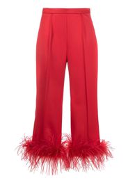 STYLAND feather-trimmed high-waisted trousers - Rosso