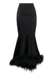 STYLAND feather-trimmed maxi skirt - Nero