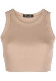 STYLAND ribbed-knit crop top - Marrone