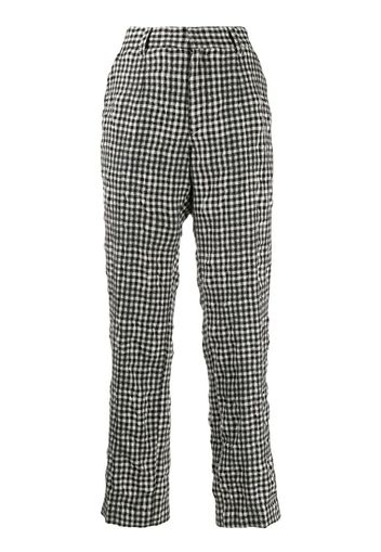 checked high waisted trousers