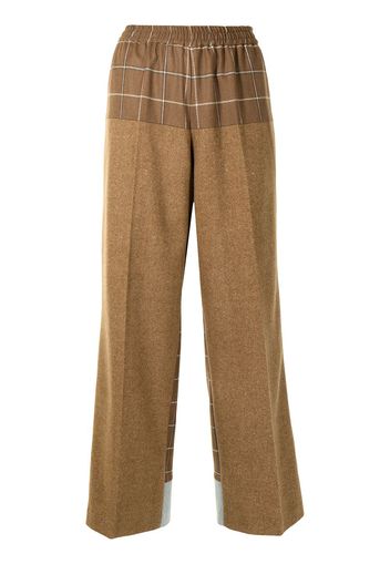 Sueundercover contrast panel straight leg trousers - Marrone