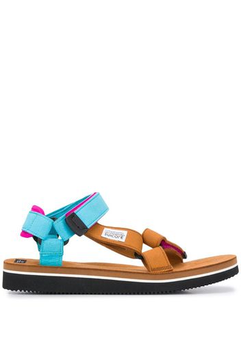 colour block touch strap sandals