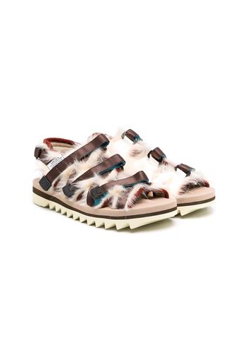 faux-fur trim sandals