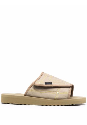 Suicoke stitched touch-strap slides - Verde