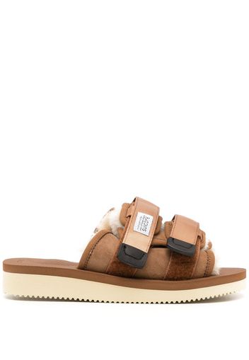 Suicoke Moto shearling-trim slides - Marrone