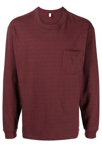 Suicoke T-shirt girocollo a maniche lunghe - BURGUNDY