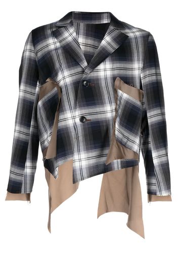 sulvam asymmetric plaid-check blazer - Blu