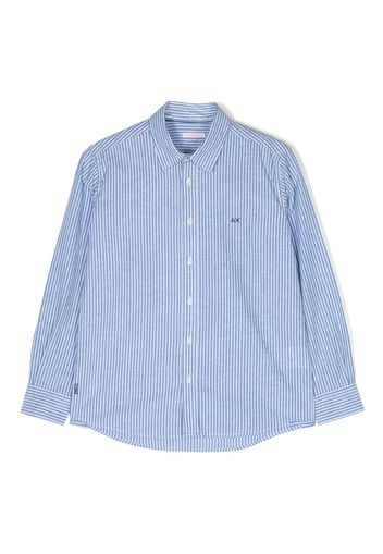 Sun 68 Camicia a righe con ricamo - Blu