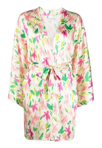 Sundek belted floral print robe - Bianco