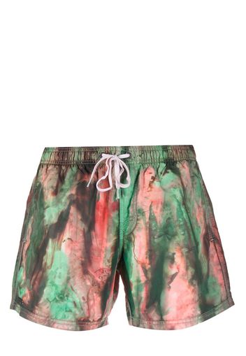 Sundek tie-dye drawstring swim shorts - Verde