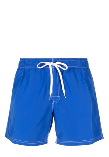 Sundek logo-patch striped swim shorts - Blu