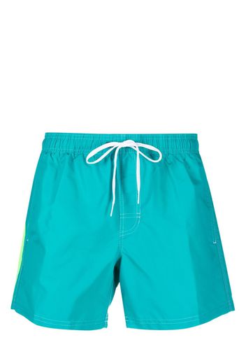 Sundek logo-patch striped swim shorts - Blu