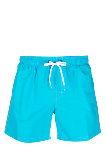 Sundek logo-patch striped swim shorts - Blu