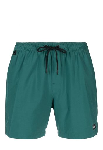 Sundek logo-patch striped swim shorts - Verde