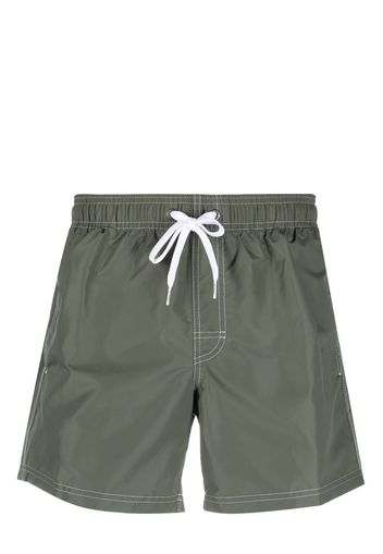 Sundek logo-patch striped swim shorts - Verde