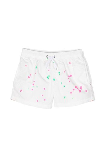 Sundek paint-splatter detail swim shorts - Bianco