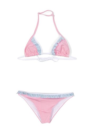 Sundek gingham-pattern halterneck bikini set - Rosa