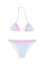 Sundek check-pattern ruffled bikini - Blu