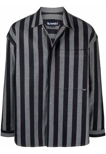 Sunnei striped denim over shirt jacket - Blu