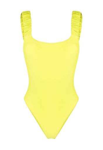 Sunnei logo-print ruched swimsuit - Verde