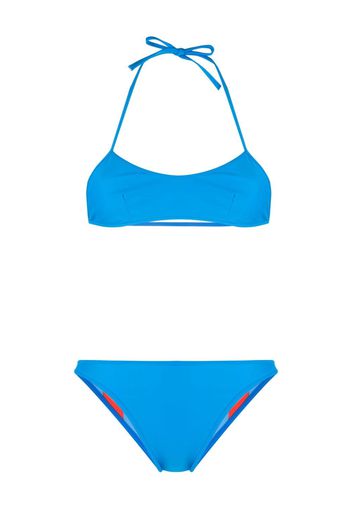 Sunnei Set bikini reversibile a righe - Blu