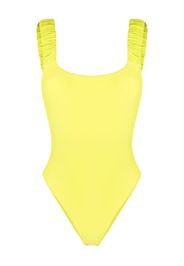 Sunnei logo-print ruched swimsuit - Verde